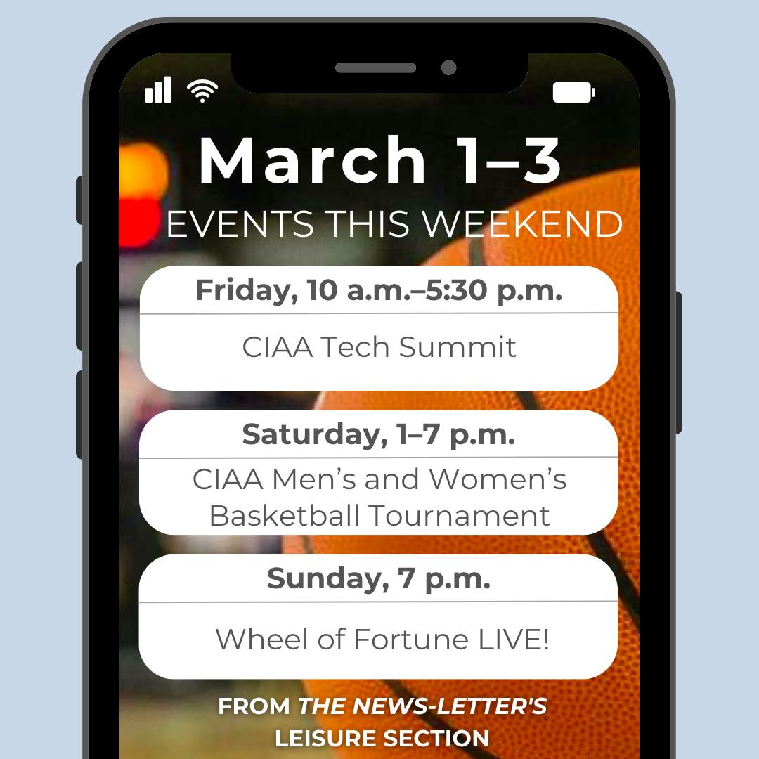 ARUSA MALIK / DESIGN AND LAYOUT EDITOR
Catch the CIAA basketball championship this weekend and a number of events that they put on!