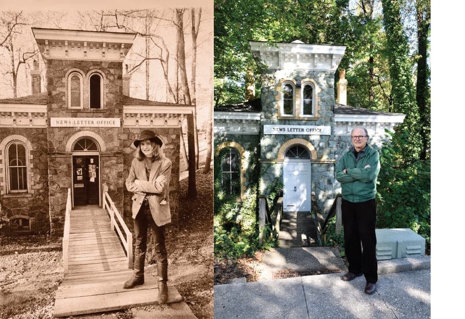 COURTESY OF RICHARD CHILDRESS &amp; WILL KIRK
Hill stands in front of the Gatehouse in 1972 and 2018.
