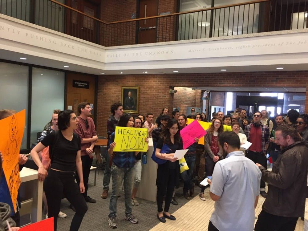 FILE PHOTO
In April 2017, graduate students held a protest for healthcare reform. 