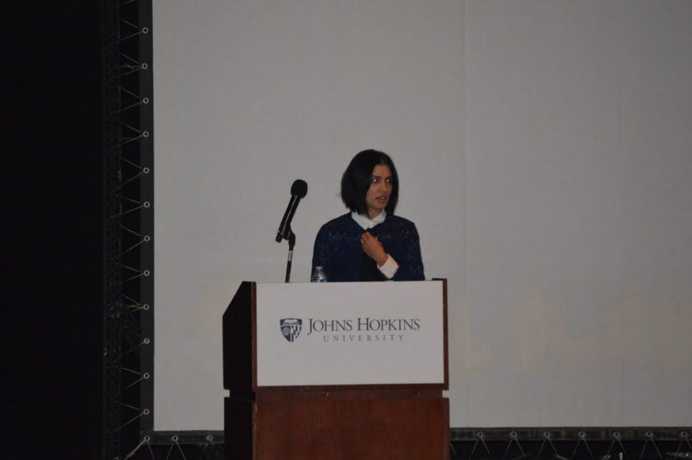  ELLIE HALLENBORG/PHOTOGRAPHY EDITOR
Nadya Tolokonnikova, an activist and member of anti-Putin punk group Pussy Riot, spoke in Shriver Hall.