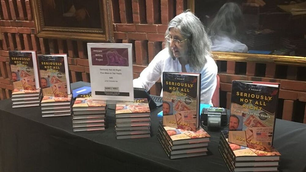 COURTESY OF SAMANTHA SETO
Copies of Capps’ book Seriously Not Alright were sold at the FAS event in Mudd hall.