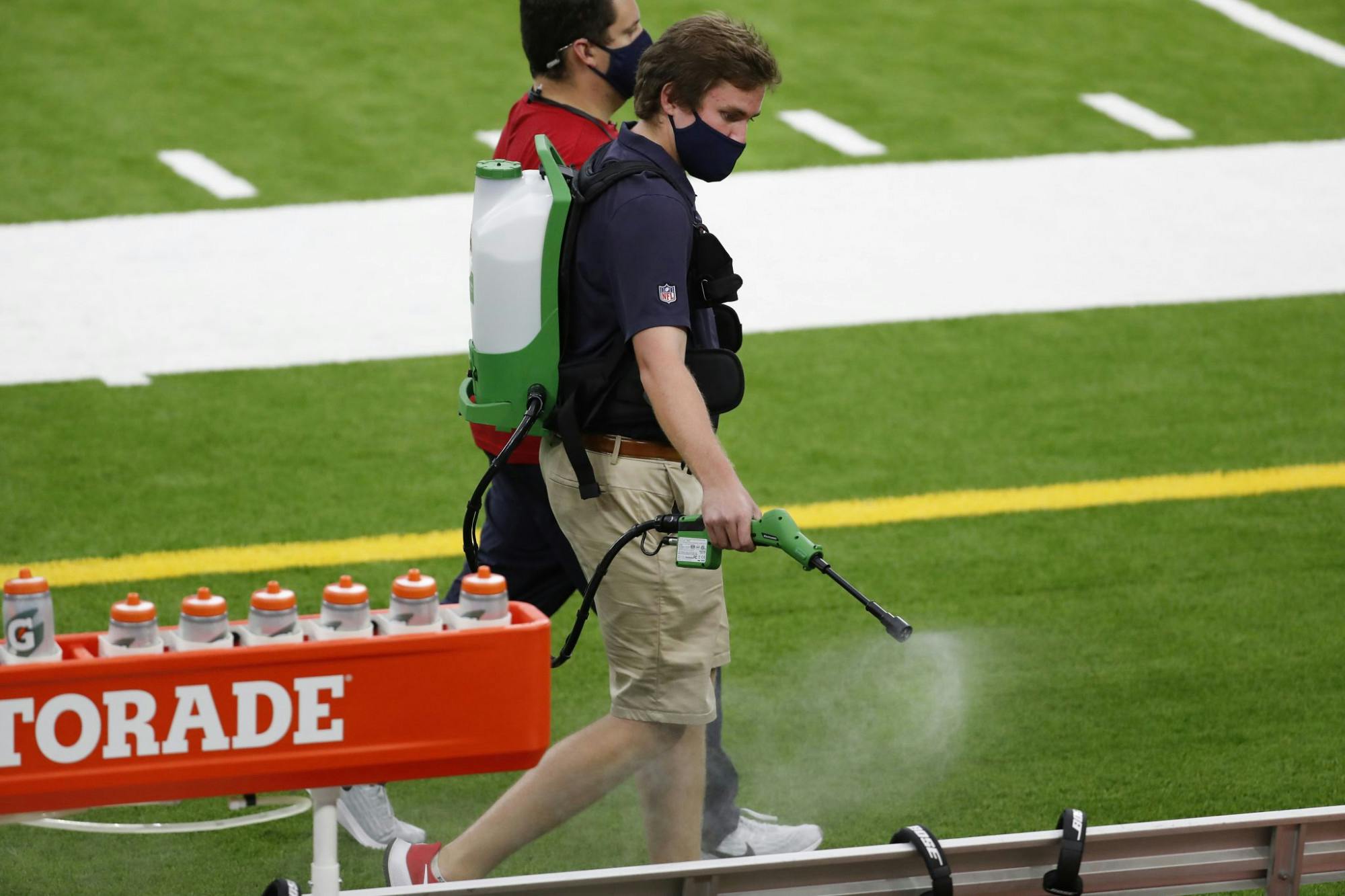 COURTESY OF BRETT COOMER VIA HOUSTON CHRONICLE
The Houston Texans have taken extra steps to disinfect surfaces during training camp.