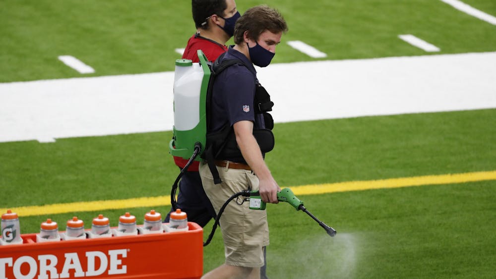 COURTESY OF BRETT COOMER VIA HOUSTON CHRONICLE
The Houston Texans have taken extra steps to disinfect surfaces during training camp.