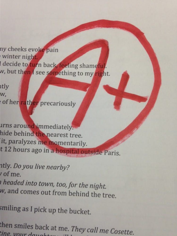  courtesy of catherine palmer
 I try to remind myself that my value does not come from the grades I receive.