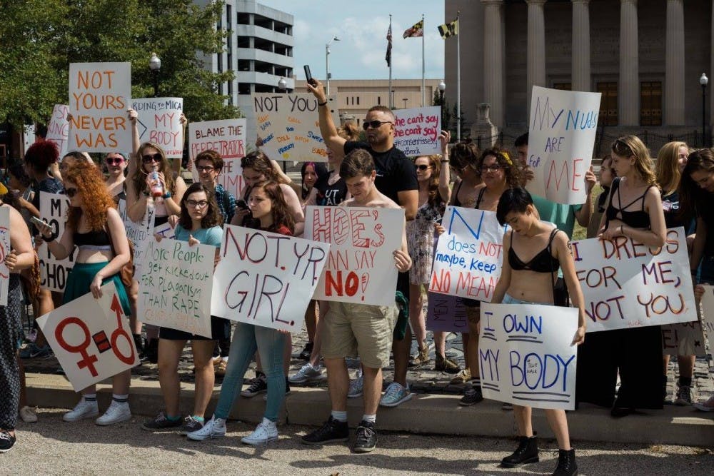 COURTESY OF STARLA DAWN
A crowd of survivors and allies gathered outside of Baltimore City Hall to express their frustration with society’s treatment of sexual assault.