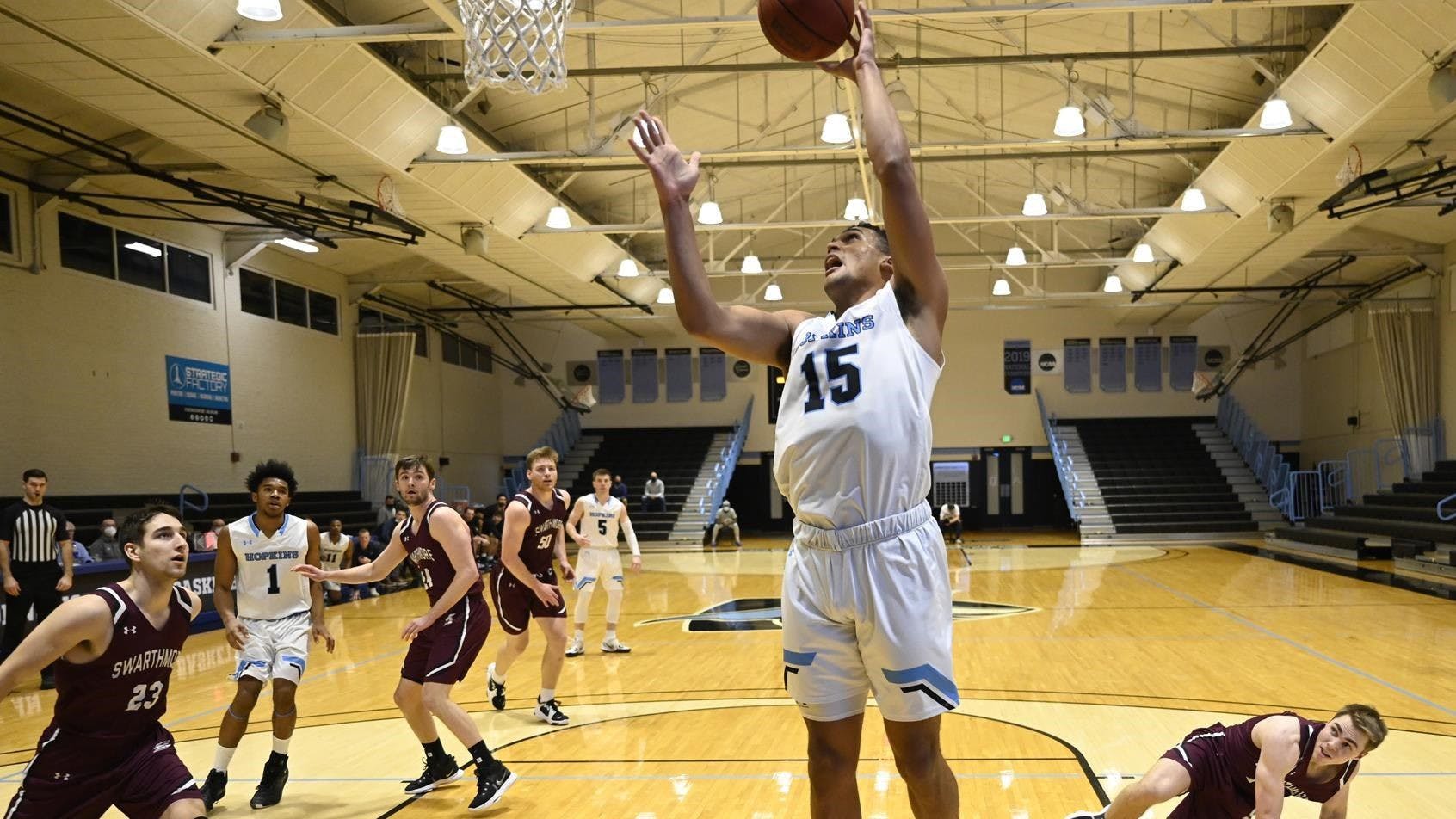 COURTESY OF HOPKINSSPORTS.COM
Junior forward Sidney Thybulle had four “stocks” — three blocks and one steal — in the win over the Mules.