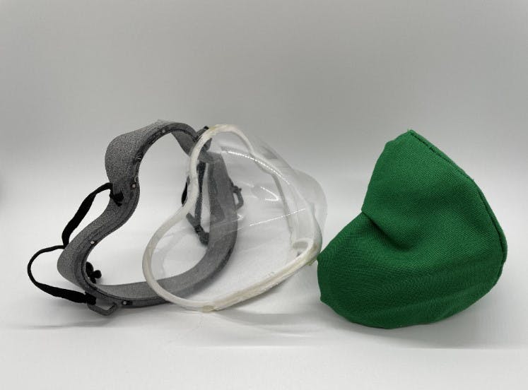 COURTESY OF TEAM POLAIR
The team of undergraduates designed their winning face mask with help from the Whiting School of Engineering and industry sponsors.