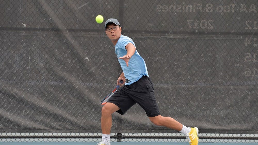 HOPKINSSPORTS.COM
Eric Yoo contributed to the Jays’ victory by winning his two sets 6-2 and 6-4, respectively.