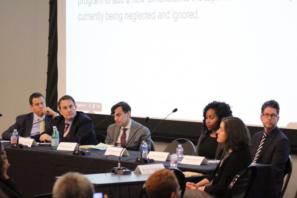 LEON SANTHAKUMAR/PHOTOGRAPHY EDITOR
Administrators and members of the BSU Executive Board fielded questions from Hopkins affiliates.