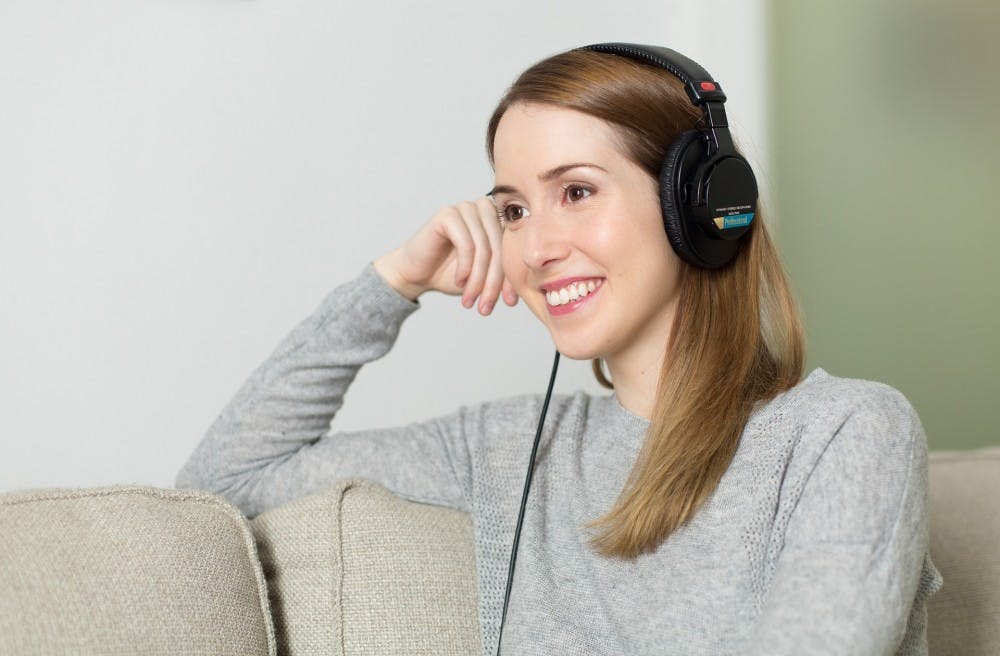 Listen To Relaxes Music Girl Woman Headphones