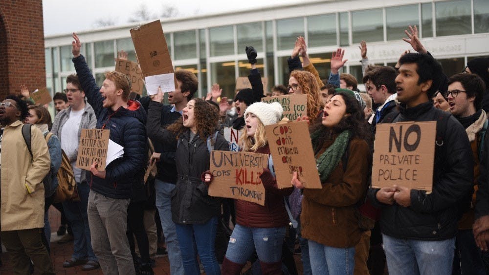 Students Against Private Police organized one of the largest campus protests just days after the University announced its intent to create a campus police force on March 8, 2018.