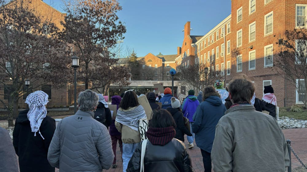 COURTESY OF KAYLEE NGUYEN
Protestors marched around Homewood Campus to protest Trump’s claim that the U.S. will occupy the Gaza Strip.