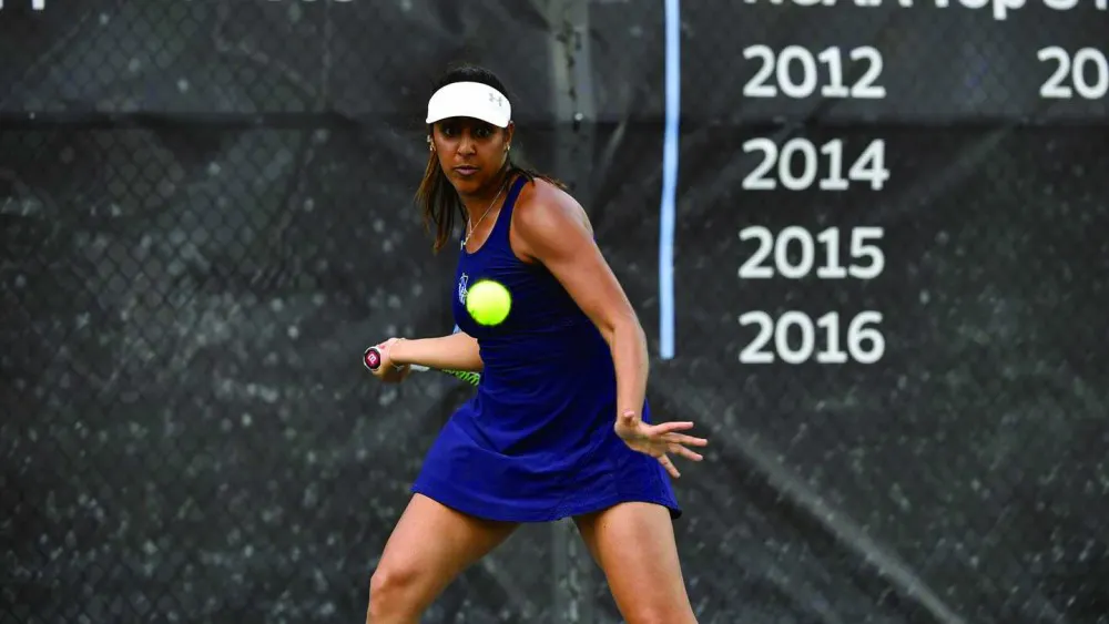 HOPKINSSPORTS.COM
Sophomore Anjali Kashyap won Centennial Conference player of the week.