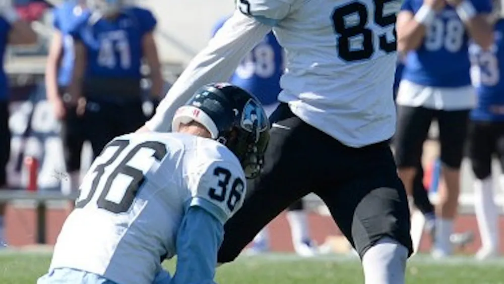 Hopkinssports.com
Senior place kicker Jamie Sullivan tied a Hopkins record with four field goals.