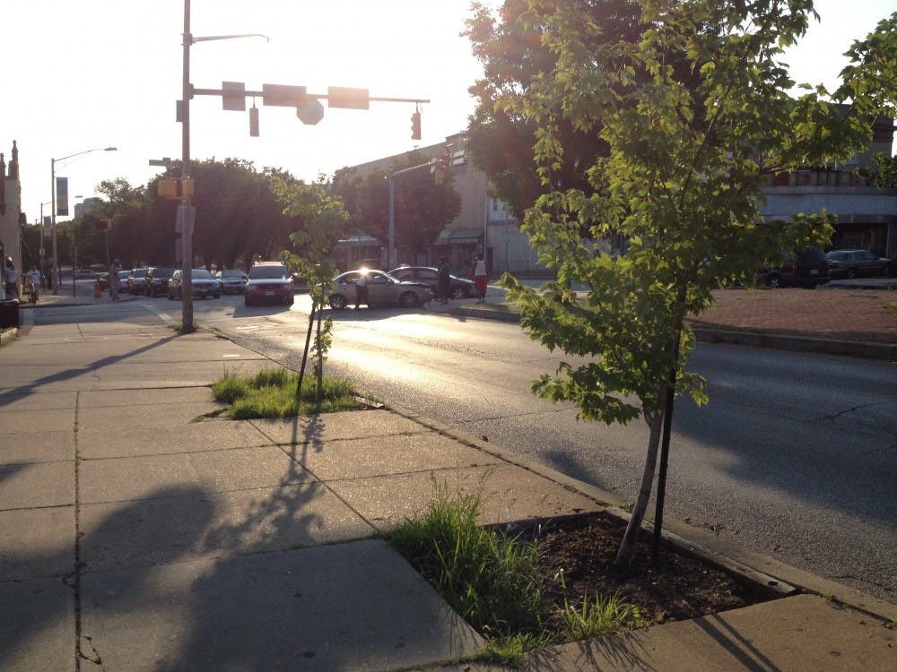 Without power to the traffic lights, scenes like this two-car collision at 33rd and Guilford are much more likely occurrences throughout the region.