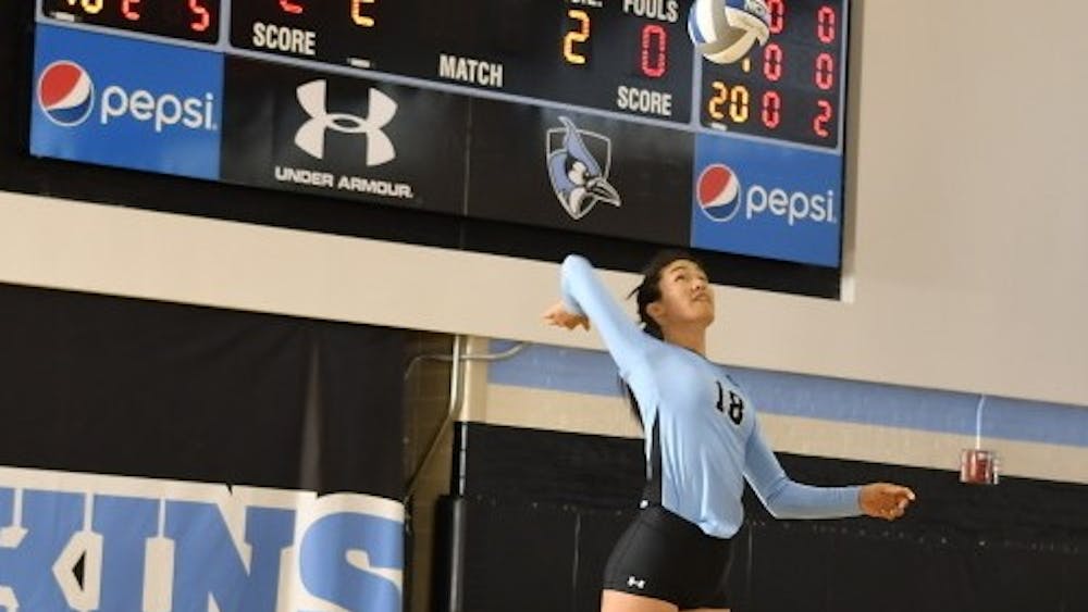 HOPKINSSPORTS.COM
Wu broke the Hopkins program record for most aces in a single game.