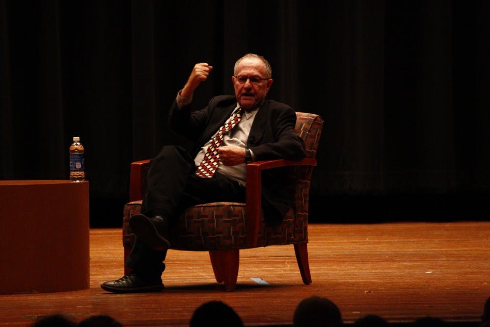  Leon Santhakumar/Photography Editor
Students reacted passionately to Dershowitz’s presence on campus, and he responded with vigor.