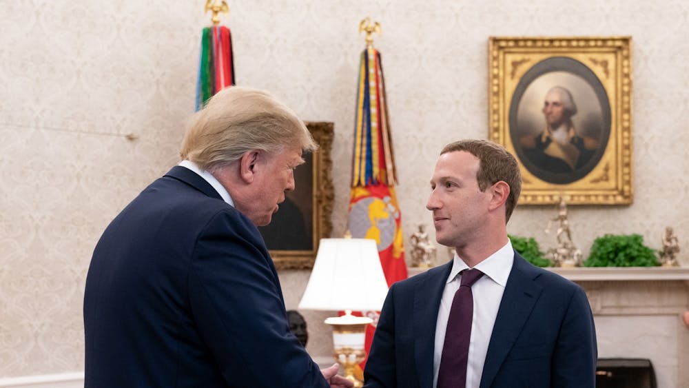 PUBLIC DOMAIN
The president meets with Facebook CEO Mark Zuckerberg, who Tie argues has long facilitated Trump's agenda.