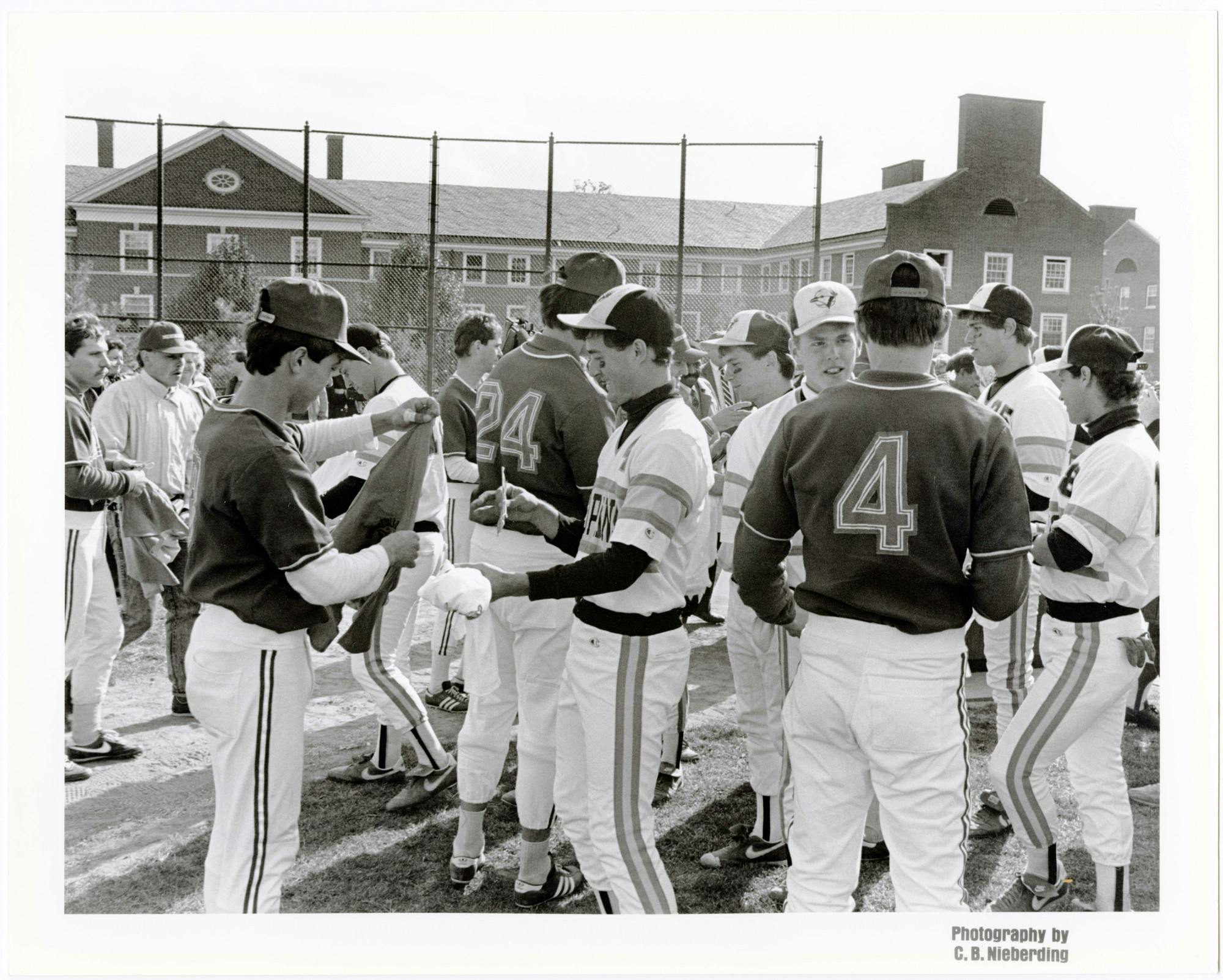 COURTESY OF THE JOHNS HOPKINS UNIVERSITY GRAPHIC AND PICTORIAL COLLECTION
Members of the baseball team exchange gifts with a visiting Soviet team in 1988, which occurred during McGuckian’s time with The News-Letter.