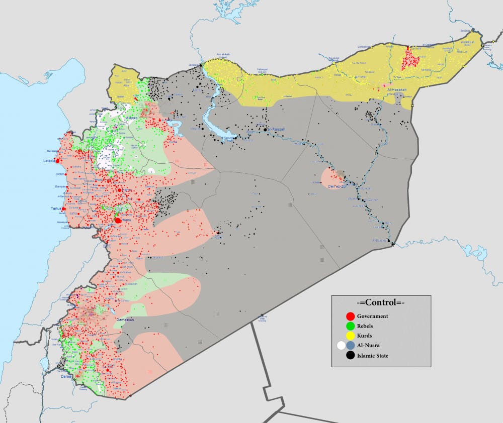  NORDNORDWEST/CC-BY-SA4.0
 The map above details the current political situation in Syria.