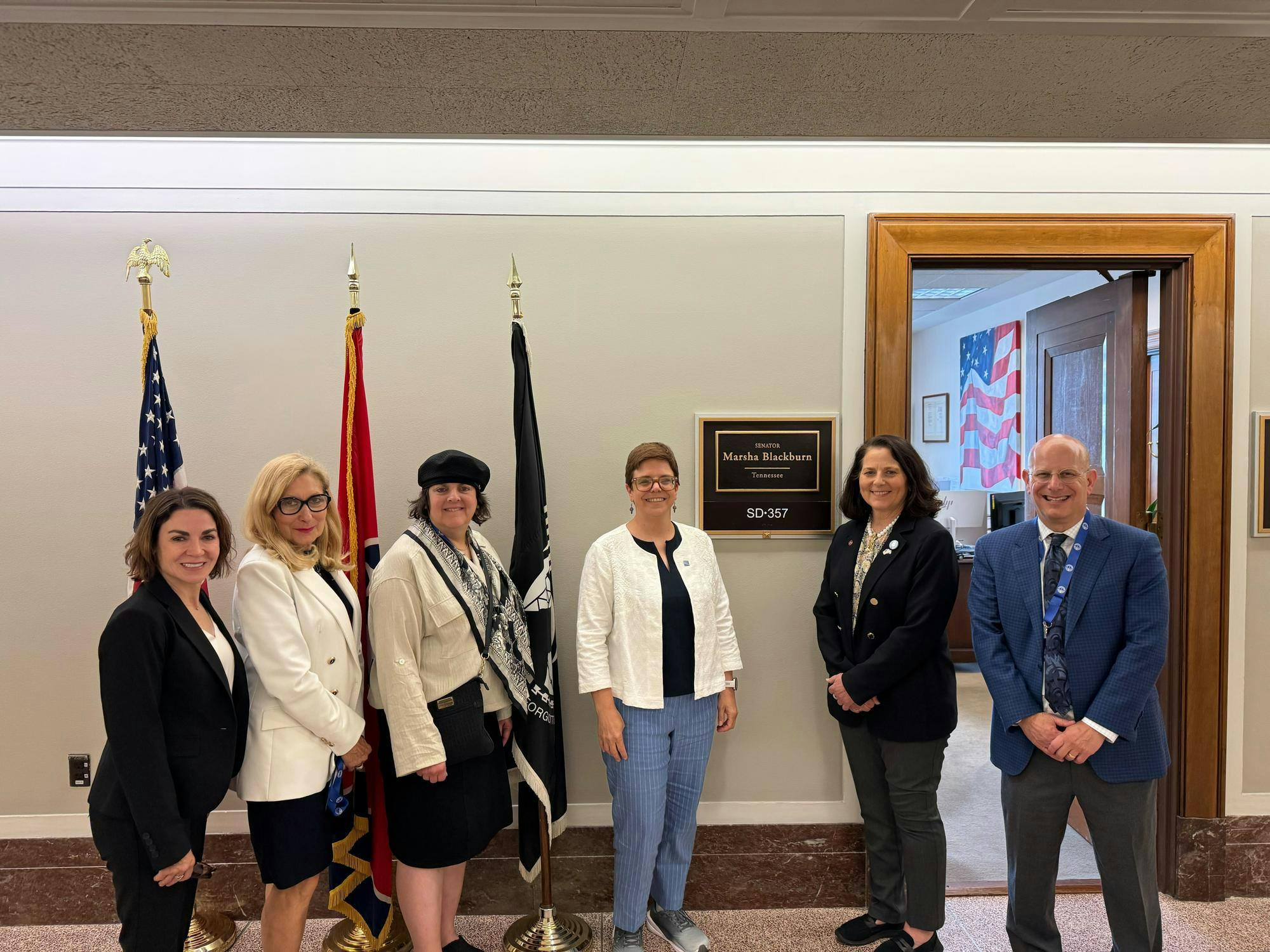 Members of the Tennessee delegation with Federation CEO, Judy Alperin, preparing to meet with Congressman Steve Cohen.