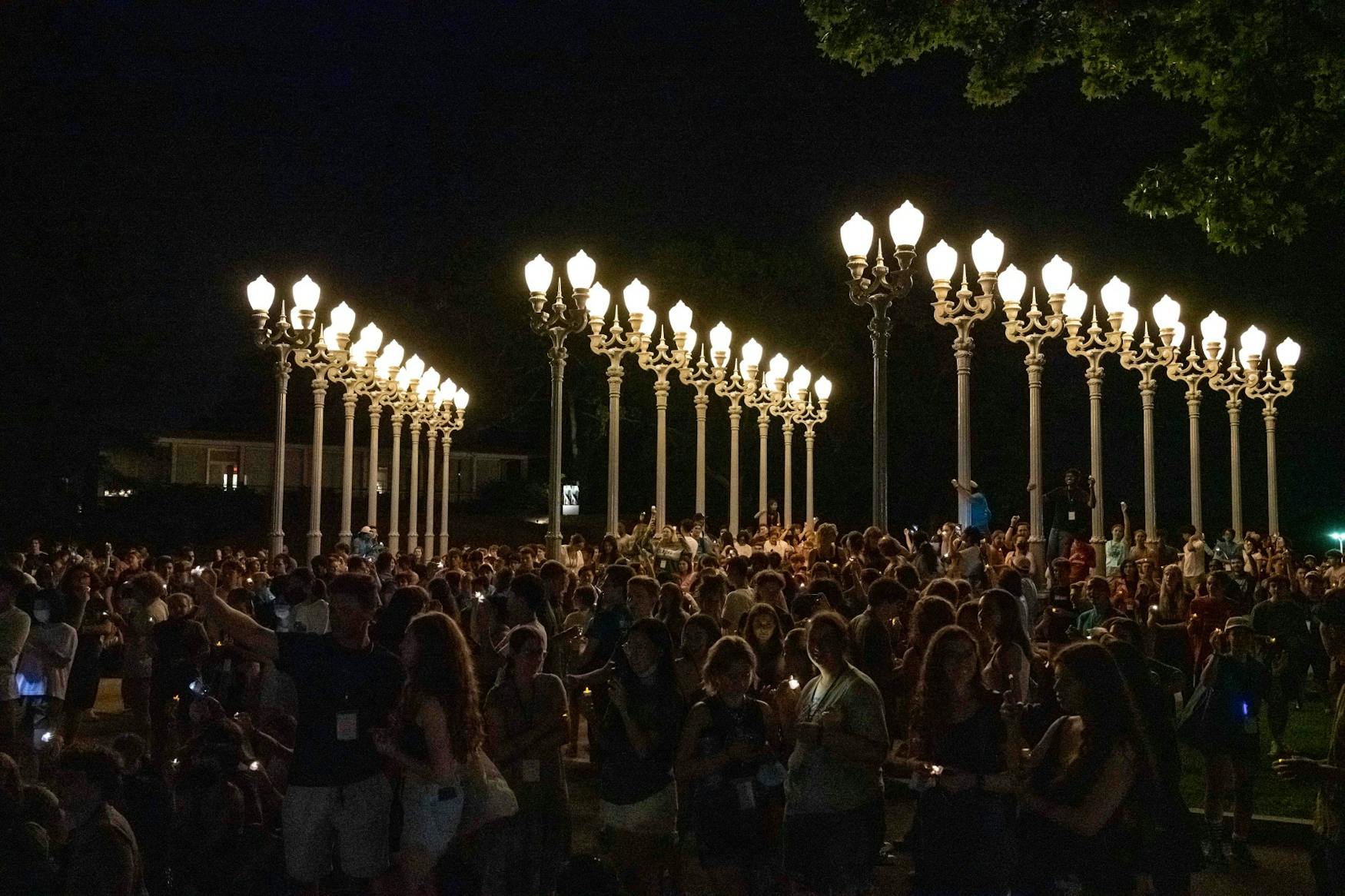 Light the Night: First-years gather at the Rose Art Museum for the annual orientation tradition. 