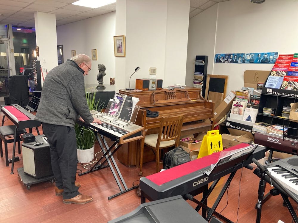 PIANO MAN: Bob demonstrates his skills.