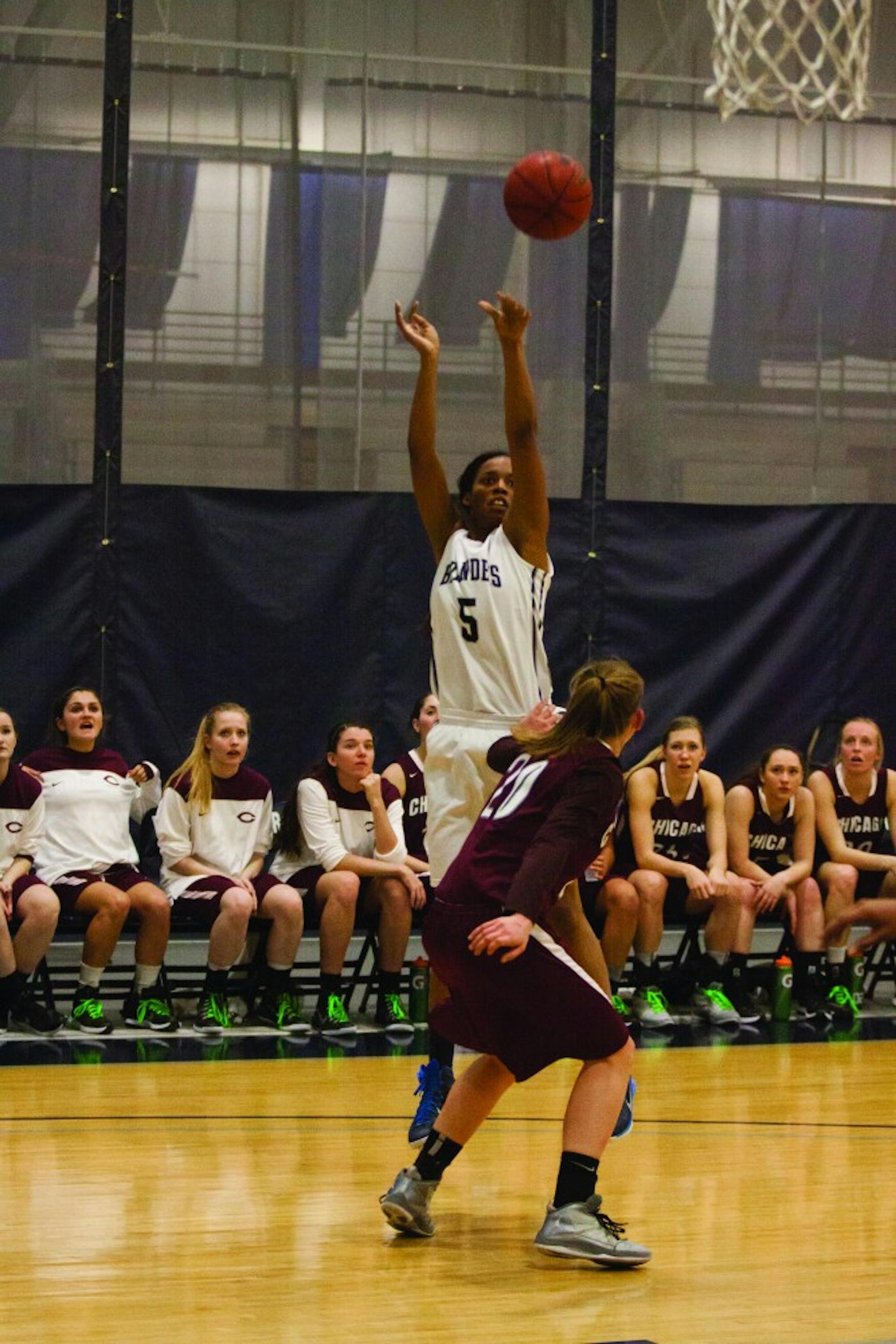 FOLLOW THROUGH: Forward Tori Dobson ’16 takes a jump shot during the team’s loss to the University of Chicago this past Friday.