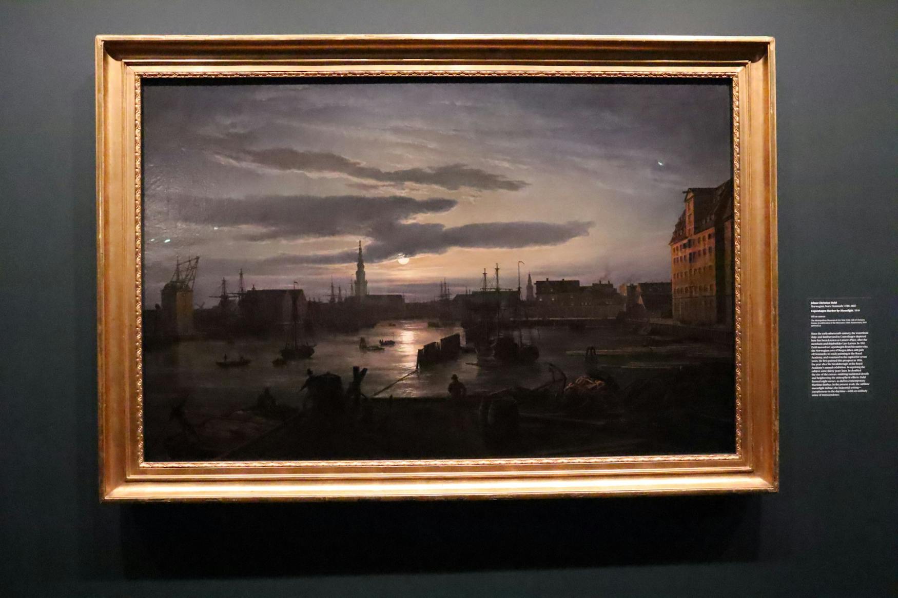 DAHL: A Norwegian artist created 'Copenhagen Harbor by Moonlight' in 1846 depicting a waterfront and lumberyard.