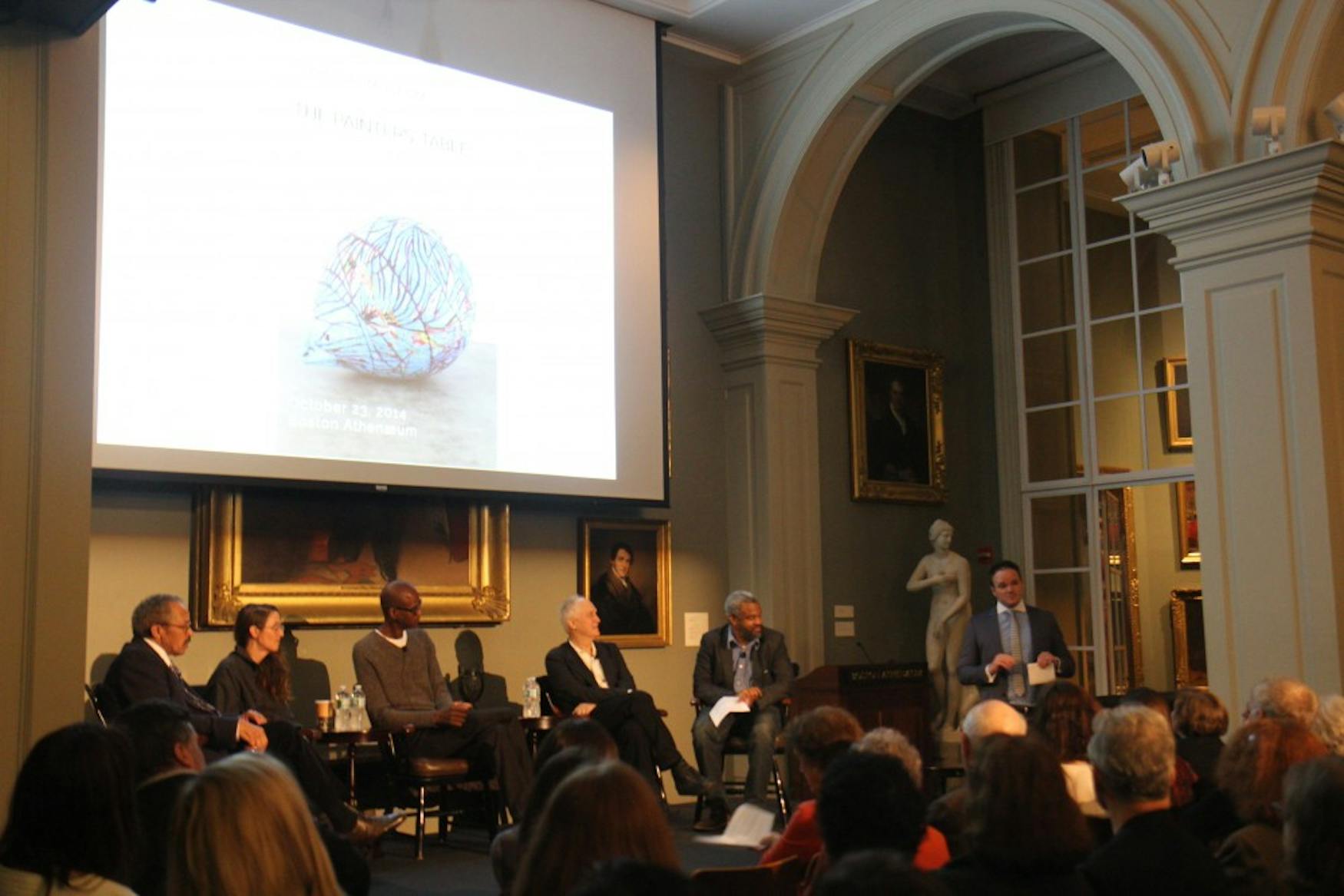 ARTISTS IN DIALOGUE: Four artists gathered at the Boston Athenaeum on Thursday evening for a panel talk as part of the symposium “Abstract and Otherwise.”