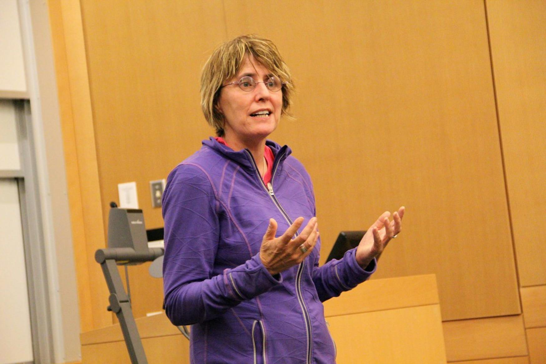 Kay Wilson spoke about her experiences and trauma on Tuesday at the Mandel Center for the Humanities.