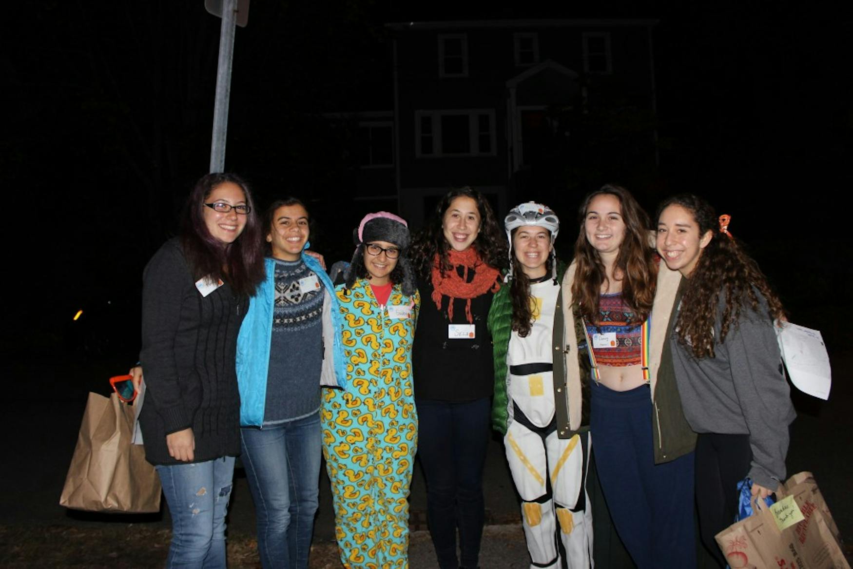Brandeis Women’s Ultimate Frisbee Team participated in Halloween for the Hungry, going door-to-door collecting canned goods.