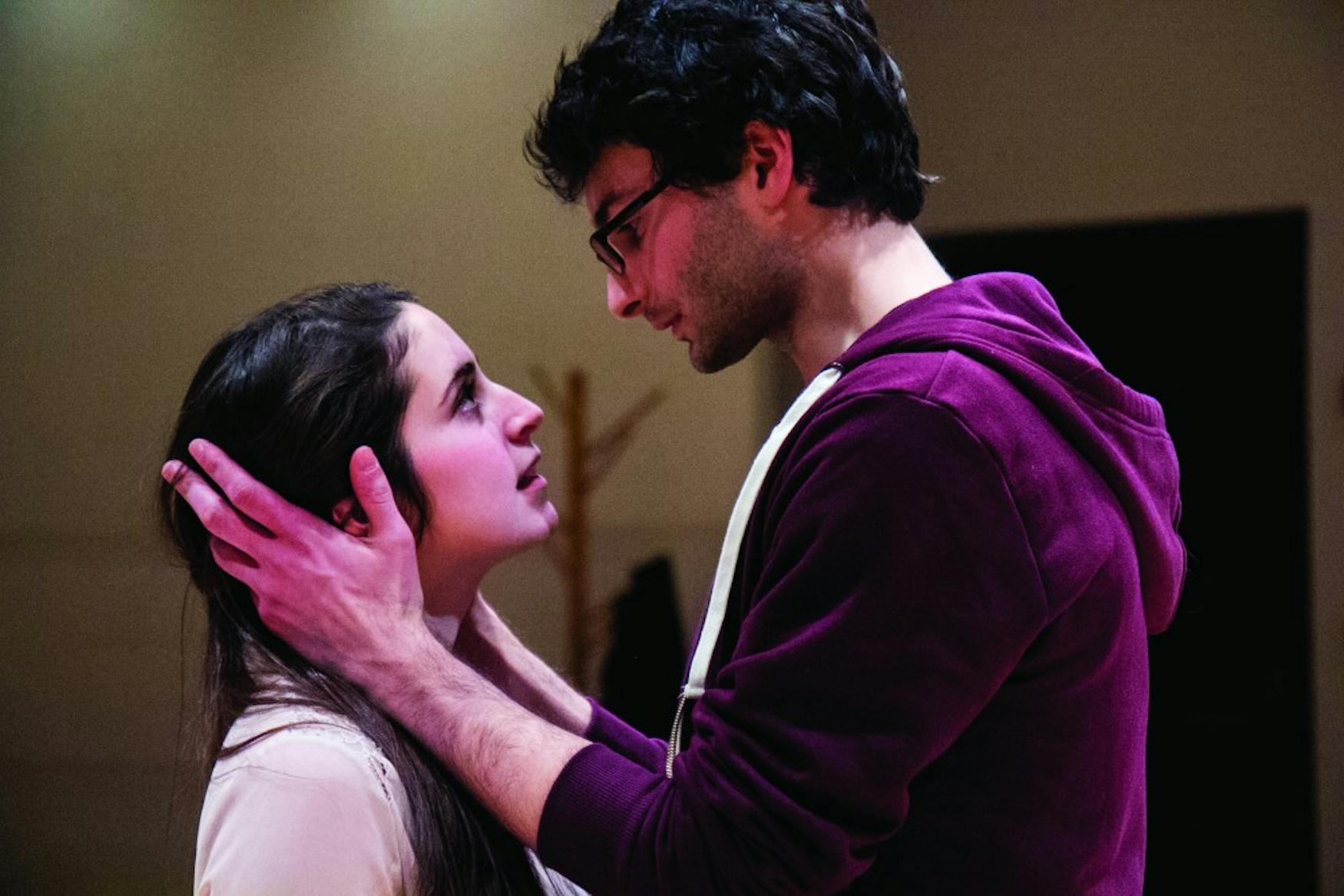 LOVE AT FIRST SIGHT: Romeo (Aaron Fischer ’15, right) and Juliet’s (Aliza Sotsky ’15, left) already fast-paced relationship progressed even more quickly due to the show’s 45-minute run time.