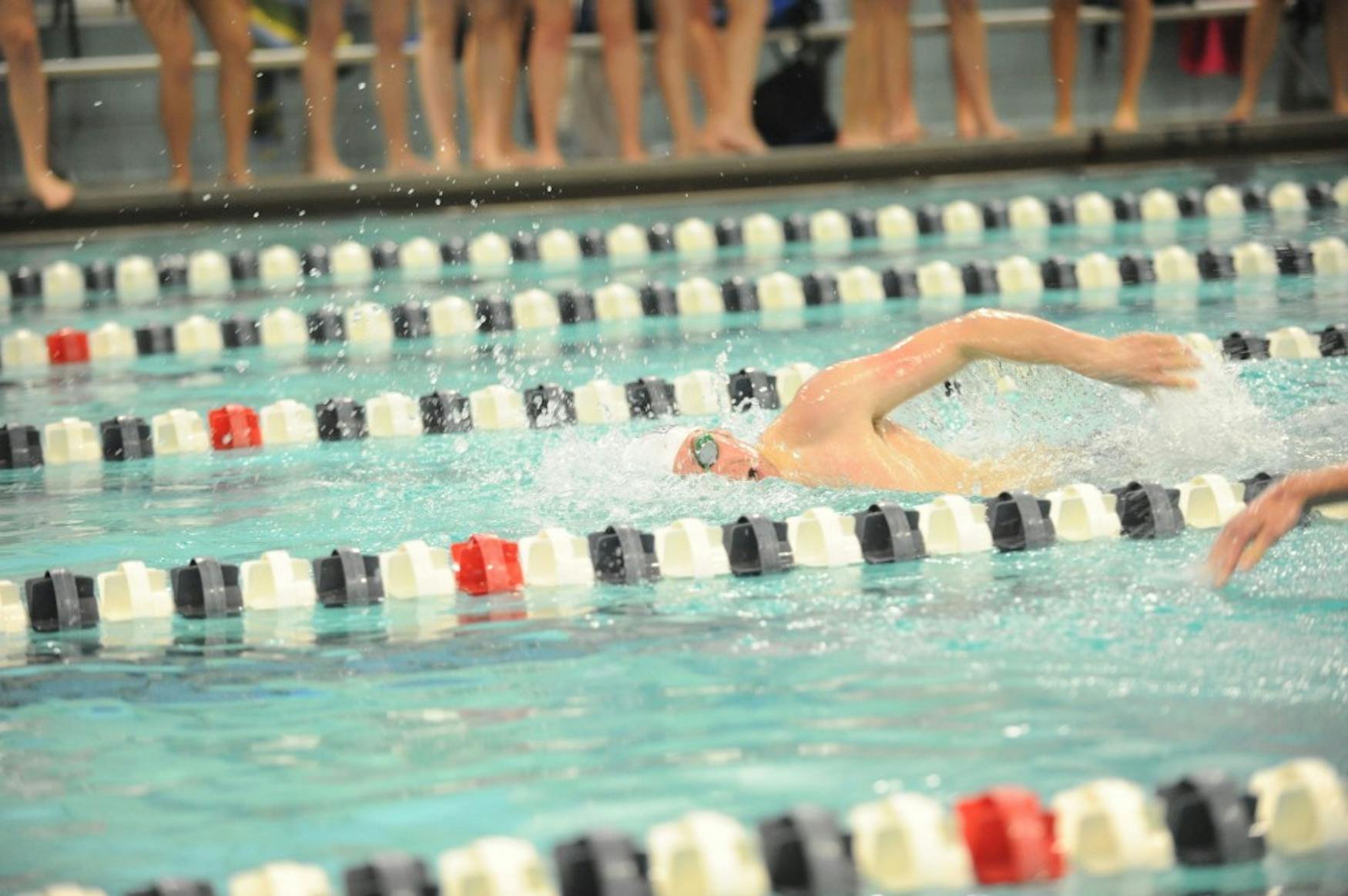 AHEAD OF THE PACE: Max Fabian ’15, who took fourth in the 1,650-yard freestyle on Saturday, races at home on Oct. 18.