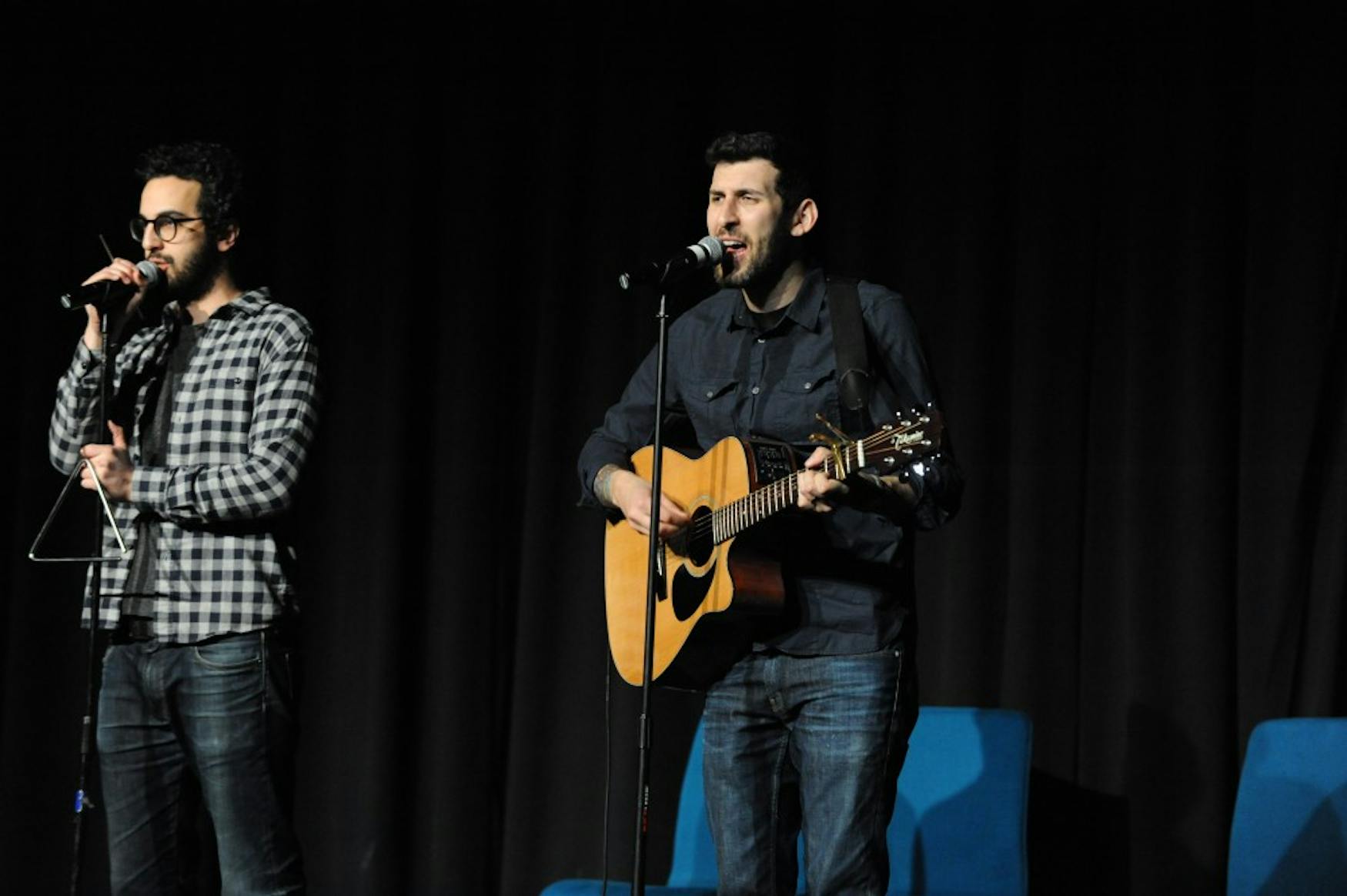 SING ME A SONG: In addition to stand-up comedy and skits, Dave (left) and Ethan also performed original comedic songs that gave dating advice and anecdotes.