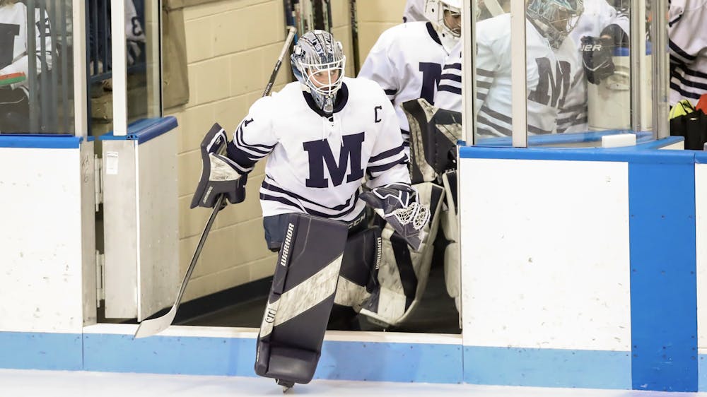 Sophia Will '26 holds the records for most saves in a season and total career saves for the Middlebury women's hockey team