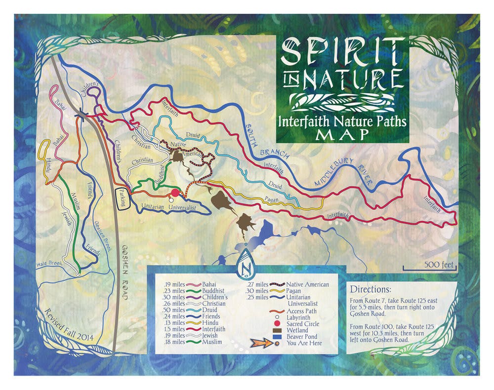 <span class="photocreditinline">COURTESY PHOTO</span><br />A map shows the Spirit in Nature (SPiN) trails off Goshen Road in Ripton.