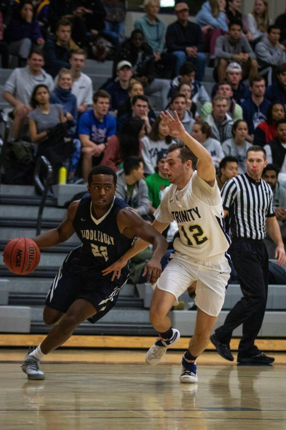 <span class="photocreditinline">MICHAEL BORENSTEIN/THE MIDDLEBURY CAMPUS</span><br />Will Ingram ’21 scans the court for his next move.