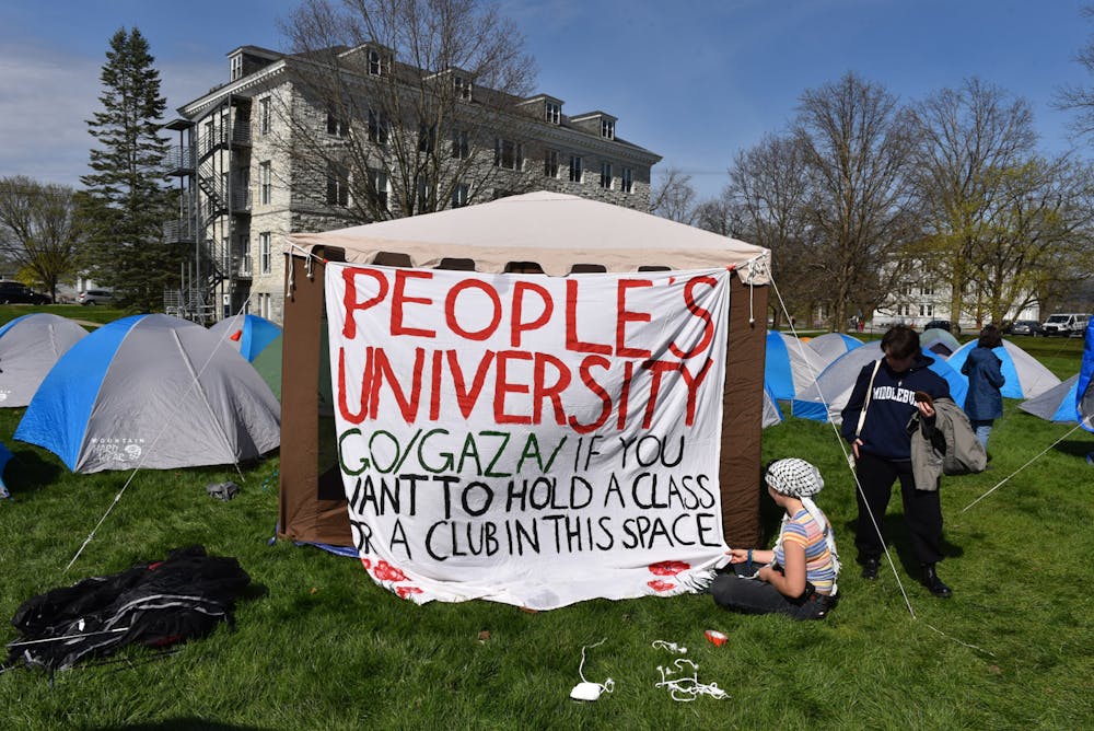 <p>Protesters at the encampment set up a &quot;People&#x27;s University&quot; tent on April 29, in which classes can be held. </p>