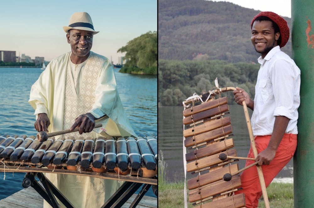 <p>Balla Kouyaté and Matchume Zango, with their respective instruments.</p>