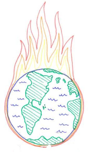 Diagram showing global warming on earth Royalty Free Vector