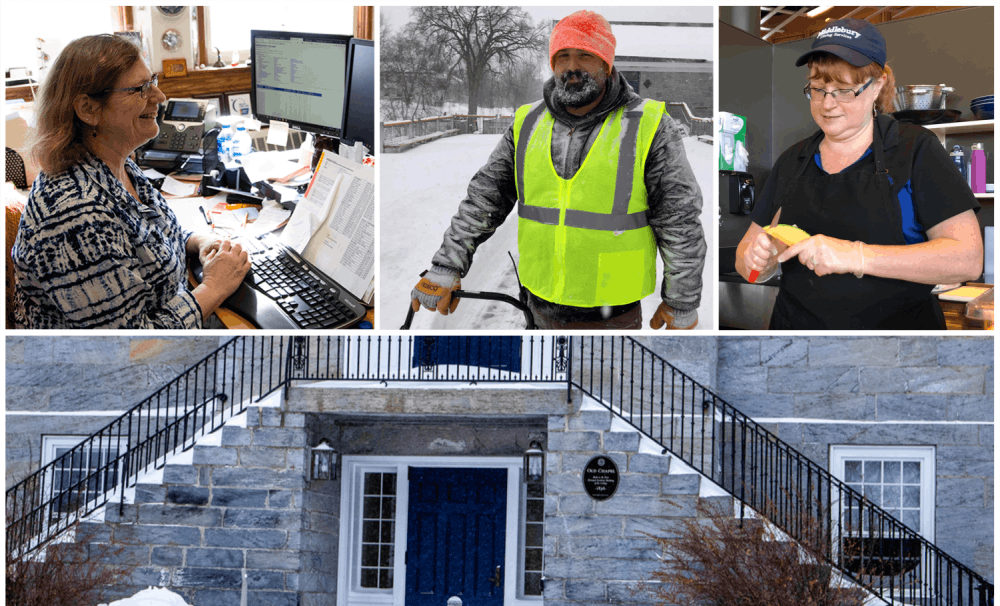 <span class="photocreditinline">MICHAEL BORENSTEIN, NICK GARBER, SABINE POUX/THE MIDDLEBURY CAMPUS</span><br />L-R: Economics department coordinator Amy Holbrook, Facilities worker Nick Boise, Atwater I.D. checker and servery worker Christina Richmond.