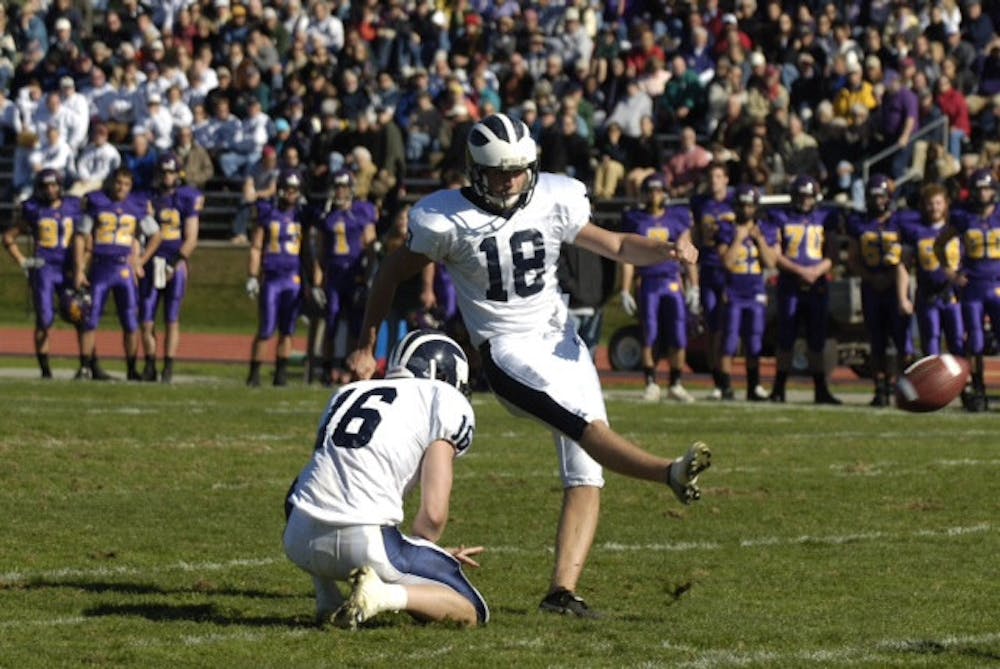 Steve Hauschka ’07 started playing football when he was a sophomore at Middlebury College. As a Panther, he set program records in career field goals (20) and most field goals in a season (10). (Courtesy of Middlebury Athletic Communications) 