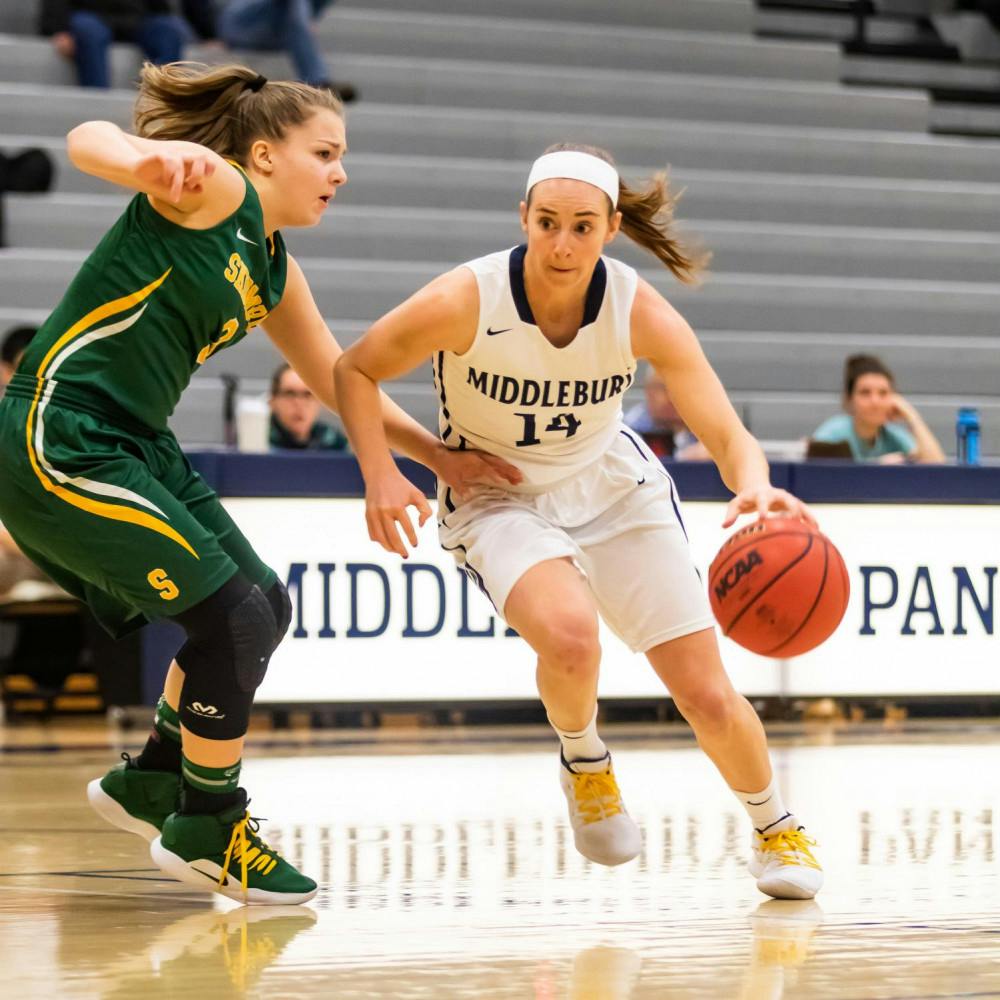 <span class="photocreditinline">MICHAEL BORENSTEIN/THE MIDDLEBURY CAMPUS</span><br />At 11.3 PPG, Colleen Cavaney ’19 is second on the team in terms of points per game.