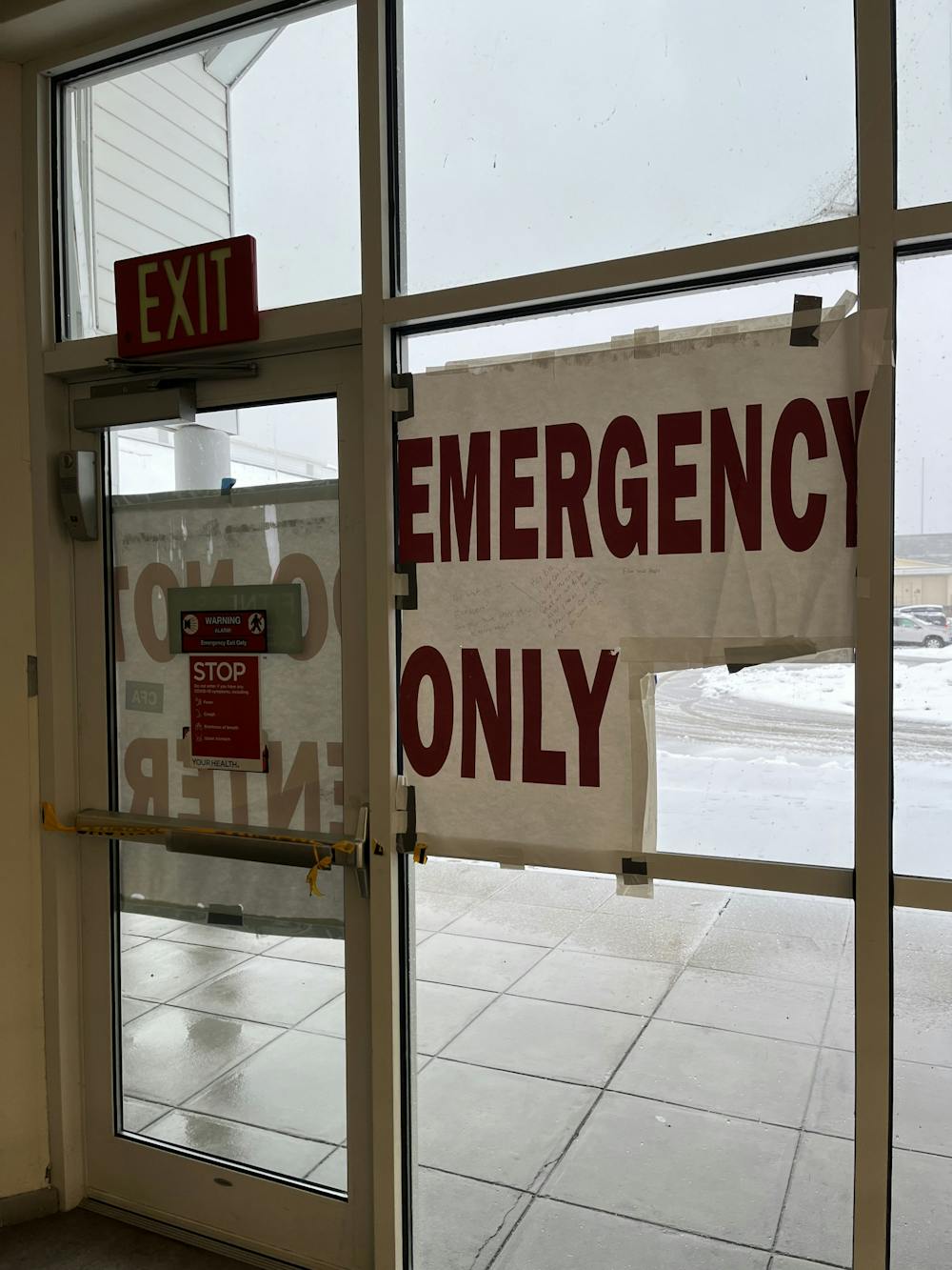 When students pass through the lower-level door, they now set off an emergency exit alarm.