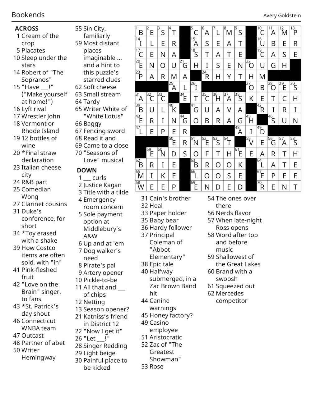 Crossword Solutions 04/23/26: Bookends 