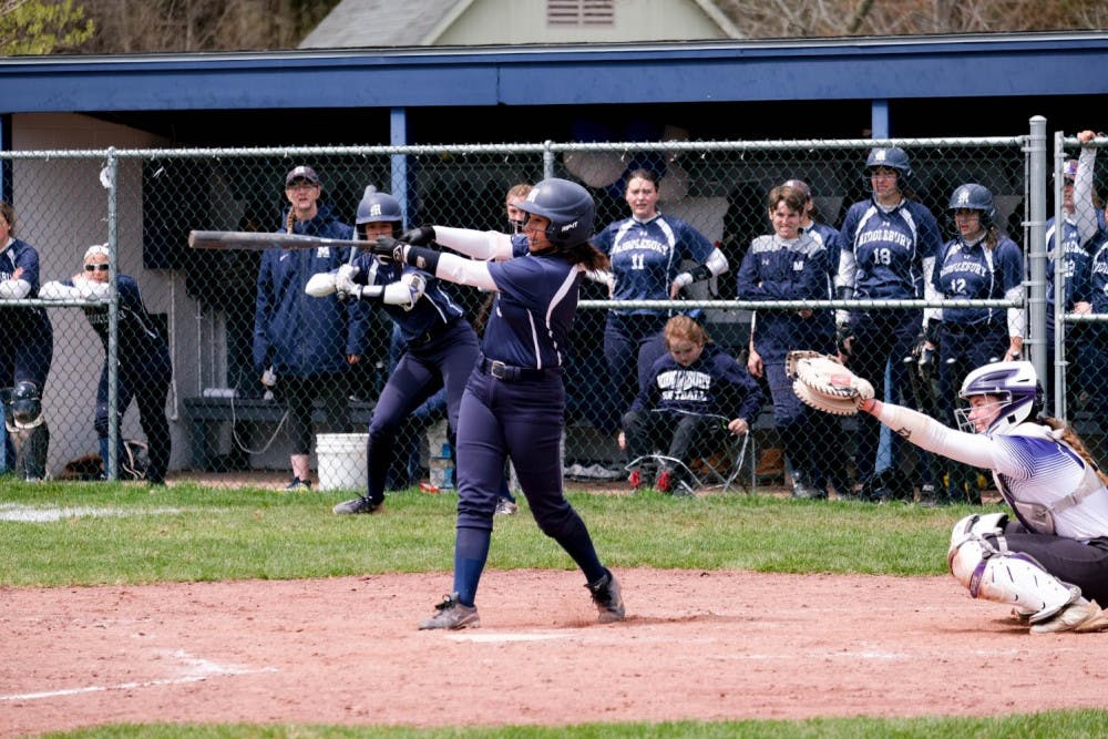 <span class="photocreditinline">SHIRLEY MAO</span><br />First-year Noelle Ruschil flashes her infielder skills.