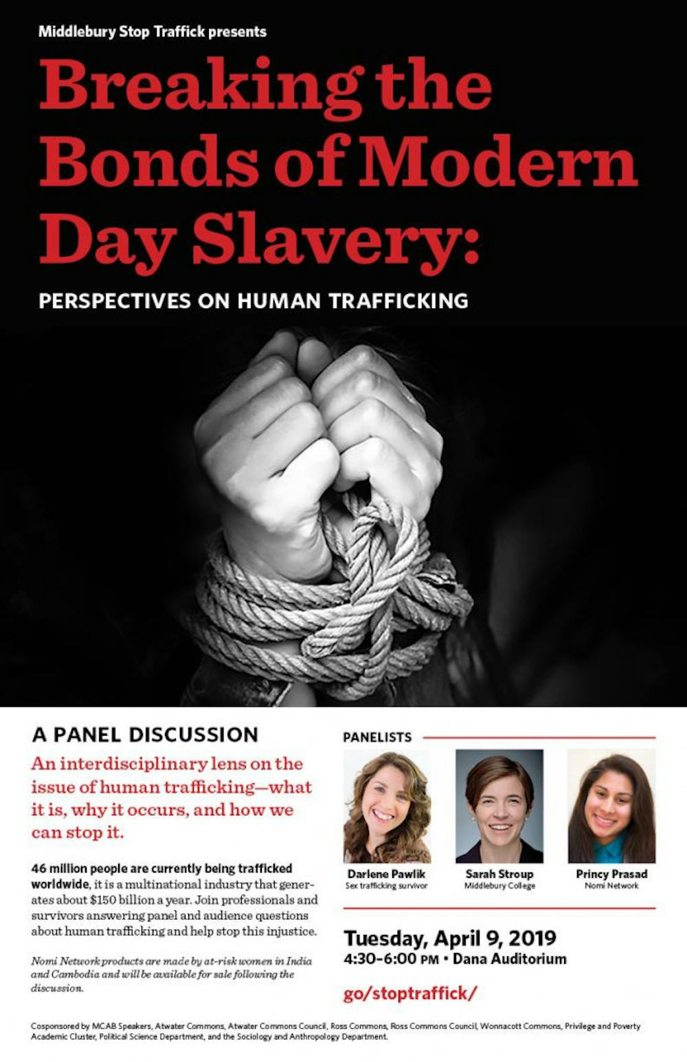 <span class="photocreditinline">COURTESY PHOTO</span><br />Middlebury Stop Traffick is a social justice-oriented student organization that aims to combat sex trafficking and modern day slavery.