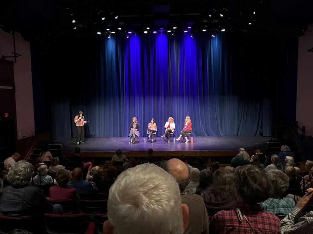 The four panelists spoke on a range of topics over the 1.5-hour-long discussion, but kept the conversation centered around young people. (From left to right: State Senator Ruth Hardy, Representative Becca Balint, Secretary of State Sarah Copeland Hanzas, and Attorney General Charity Clark)