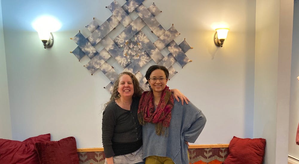 The Yoga Equity Project encourages and financially supports BIPOC in attending yoga classes at the Otter Creek Yoga Studio. Joanna Colwell, director and instructor, left, and Sasha Finnell, an instructor, right. 